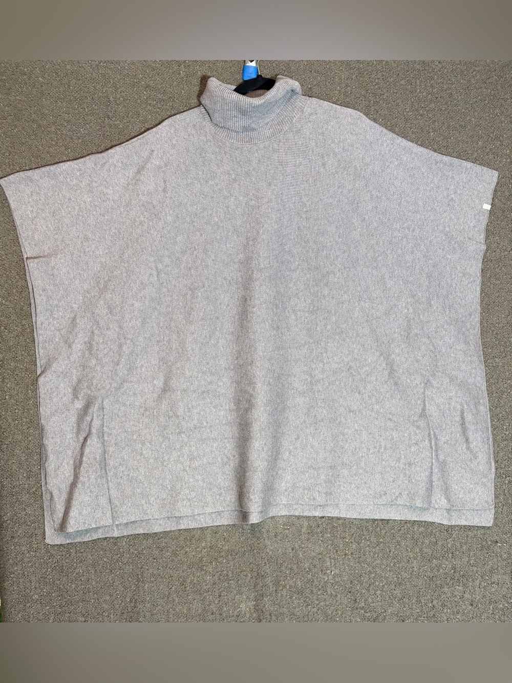Cozy Light Gray Turtleneck Poncho Sweater